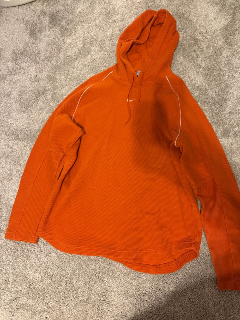 Retro Nike Orange Waffle-Knit Pullover Hoodie
